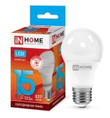 Лампа светодиодная шар А60 Е27 15W 4000К (in Home)