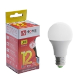 Лампа светодиодная шар А60 Е27 12W 3000К (in Home)