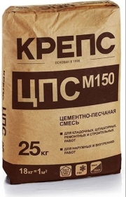 Цементно-песчаная смесь КРЕПС М-150 (25кг) (1п 56шт)