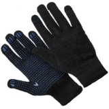 Перчатки Х/Б с ПВХ накраплением 7,5 класс 5 нитей черные (10пар)