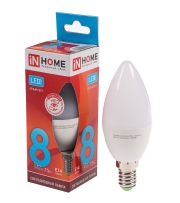 Лампа светодиодная свеча С37 Е14 8W 4000К (in Home)