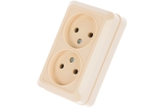 Розетка ОУ двойная б/з, слоновая кость