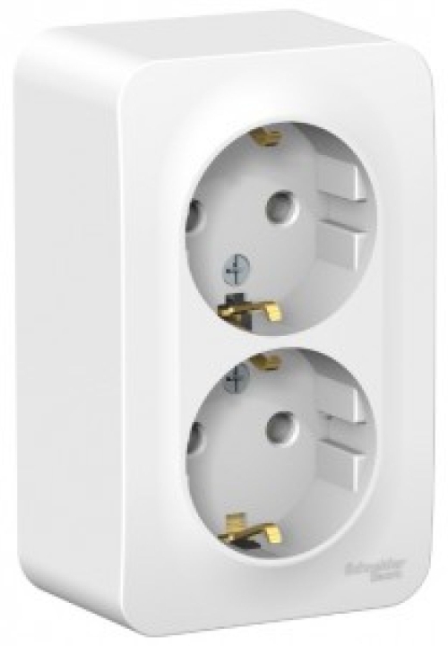 Розетка ОУ двойная с/з , белый Systeme Electric BLANCA