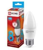Лампа светодиодная свеча С37 Е27 8W 4000К (in Home)