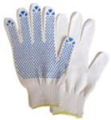 Перчатки Х/Б с ПВХ накраплением 7,5 класс 6 нитей белые (10пар)
