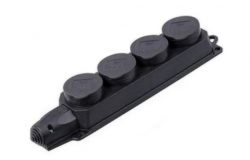 Колодка каучук ОУ четырехместная с заглушками 2Р+РЕ 1х16А 220-240V IP44