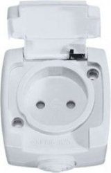 Розетка брызгозащищенная для открытой проводки, одинарная, б/з, 16А, IP54 , белый