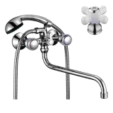 Смеситель D-Lin д/ванны D146806 с круг. изливом, керамич. ручка, хром 