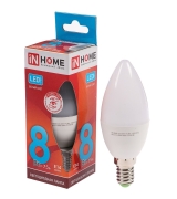 Лампа светодиодная свеча С37 Е14 8W 4000К (in Home)