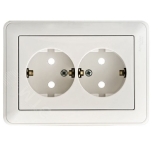 Розетка СУ двойная с/з  со шторками, 16А, Systeme Electric W59, белая