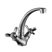 Смеситель Rossinka д/кухни Q02-64 двуручный поворот высокий излив, хром L-170*
