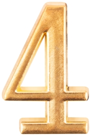 Цифра для обозначения номера квартиры Золото "4" (1уп - 20 шт)													