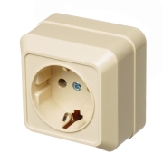 Розетка ОУ одинарная с/з, слоновая кость