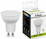 Лампа светодиодная софит GU10, 230V, 7W, 4000К Feron