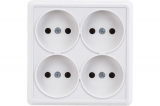 Розетка ОУ четырехместная б/з, белый квадрат IP20 10A