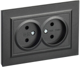 Розетка СУ двойная б/з, черный