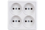 Розетка ОУ четырехместная б/з, белый квадрат IP20 10A