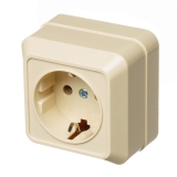 Розетка ОУ одинарная с/з, слоновая кость