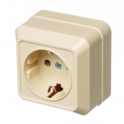 Розетка ОУ одинарная с/з, слоновая кость