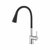 Смеситель Vadoom д/кухни V847847-2 с силиконовым изливом, черн.+хром