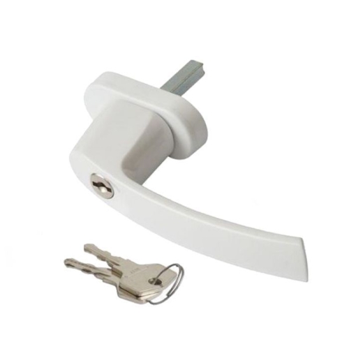 Ручка для пластиковых окон с замком, комплект 2 ключа (бел)