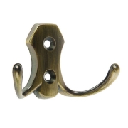 Крючок мебельный 2-х рожковый КL-56/827B Классика (бронза)