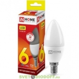 Лампа светодиодная свеча С37 Е14 6W 3000К (in Home)*