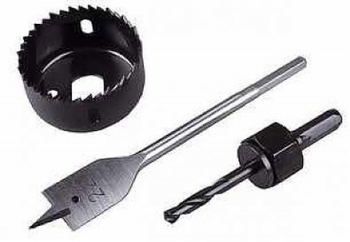 Набор для врезки замков 3 предмета: перов. сверло, коронка 48мм, центрир. сверло