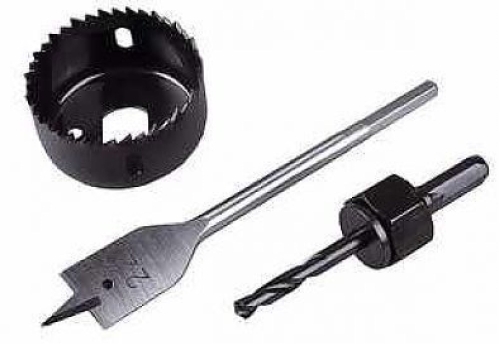 Набор для врезки замков 3 предмета: перов. сверло, коронка 54мм, центрир. сверло