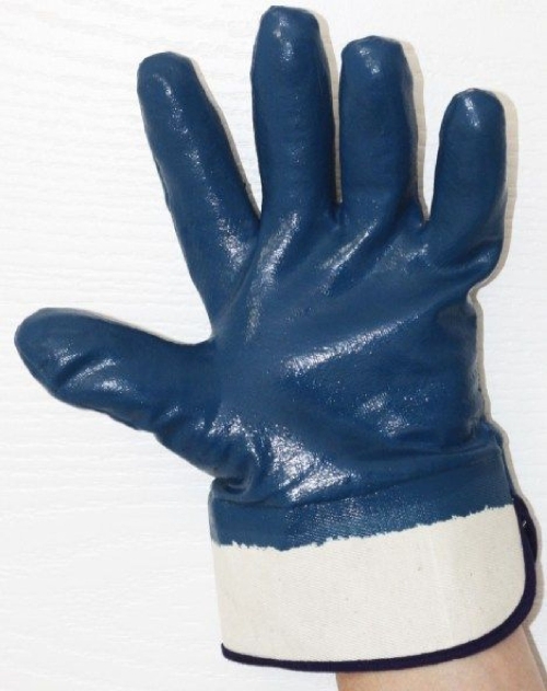 Перчатки нитриловые, полный облив. Крага.