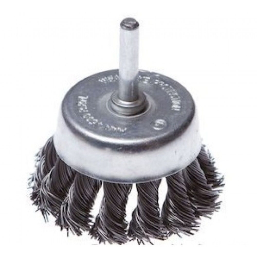 Щетка-крацовка для дрели со шпилькой "чашка" крученная проволока 100 мм