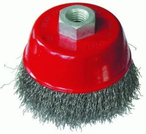 Щетка-крацовка для УШМ "чашка" волнистая проволока 100мм присоединительная гайка М14 60шт