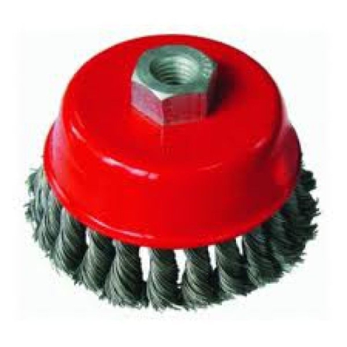 Щетка-крацовка для УШМ "чашка" крученая проволока 125мм присоединительная гайка М14