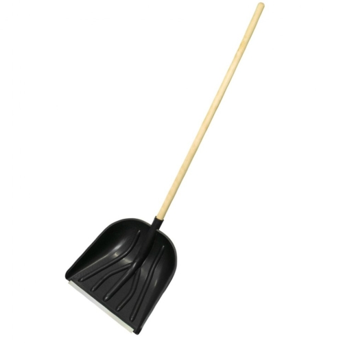 Лопата снеговая "Купец" 410х460мм c накладкой, деревянным черенком*