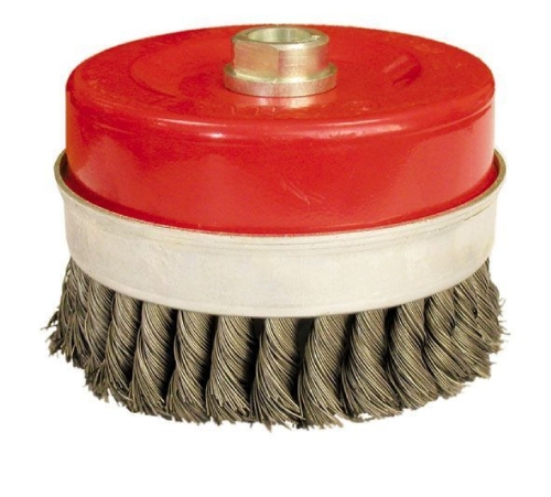 Щетка-крацовка для УШМ усилен. крученная проволока "чашка" 80мм присоединительная гайка М14