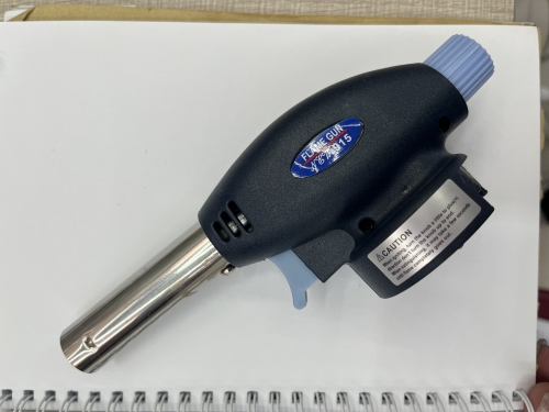 Насадка на газовый баллон с пьезо поджигом и регулятором пламени Flame Gun (с курком) голубой