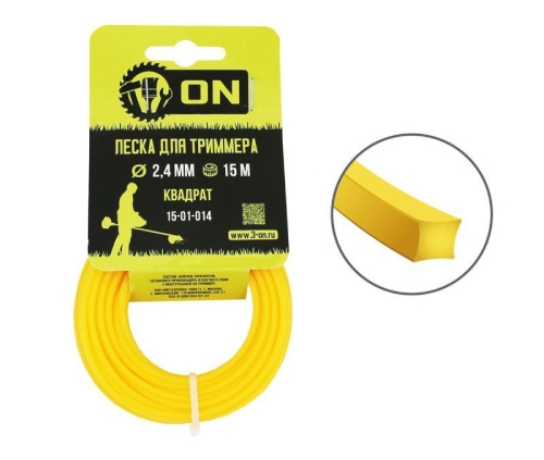 Леска для триммера квадратная диаметр 2,4мм длина 15м