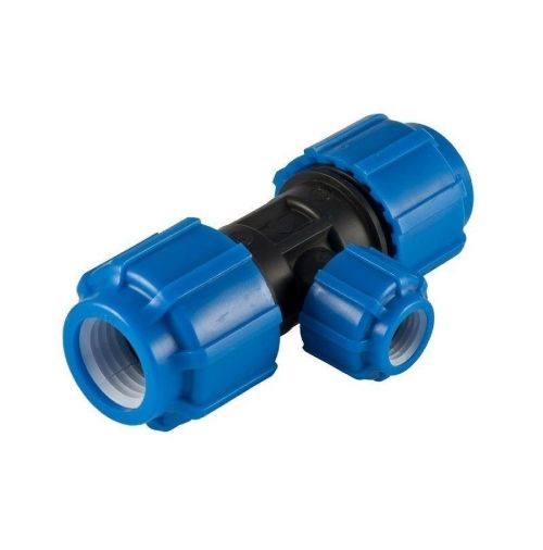 Тройник 25х20мм, переходной компрессионный, для ПЭ труб,