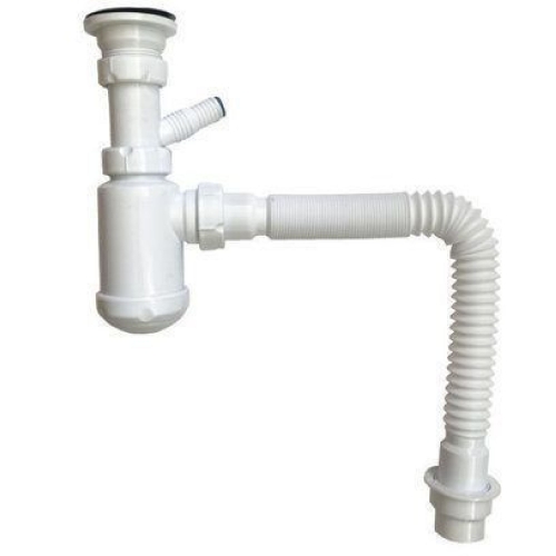 Сифон для мойки/раковины 1 1/4"х40 мм с отводом в комплекте с гибкой трубой 40х50 мм. С1310-С1315