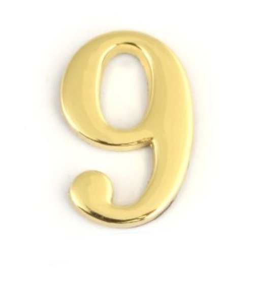 Цифра для обозначения номера квартиры Золото "9" (1уп - 20 шт)