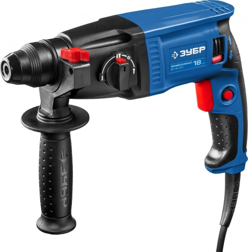 Перфоратор SDS-plus, ЗУБР Профессионал ЗП-18-470, реверс, горизонтальный, 1.4 Дж, 0-1750 об/мин, 0-7400 уд/мин, 470 Вт