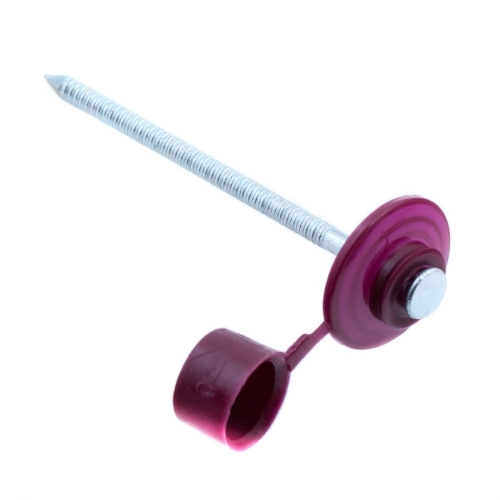 Гвозди для ондулина оц. 80мм с пл. шляпкой (уп. 20 шт) бордо*