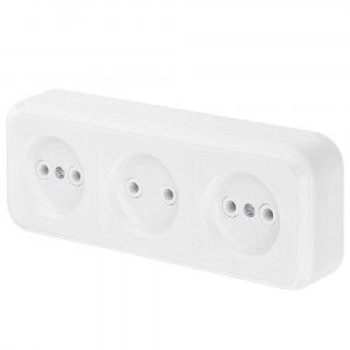 Розетка ОУ трехместная б/з, белый