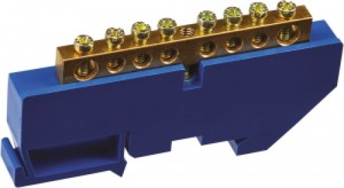 Шина "N" нулевая 6x9 - 8 групп, с изолятором на DIN-рейку