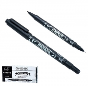 Маркер перманентный двухсторонний черный (тонкий) (100шт)