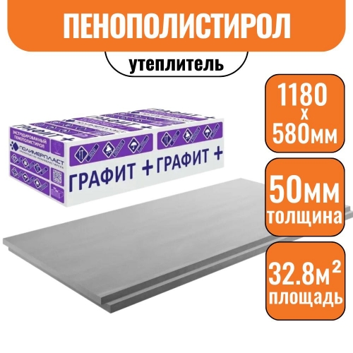 Плиты экструз. ГРАФИТ+ЭПС 35 (XPS GR PROF) (1180*580*50 8пл) 6уп=1,644 м3=32,4 м2