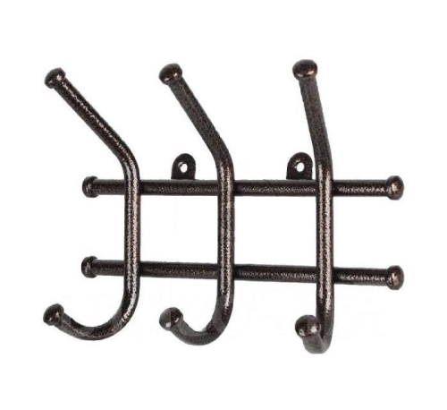 Вешалка металл 3 крючка 24,5х8х16,5 см "Норма-3" медный антик ВН 64 М