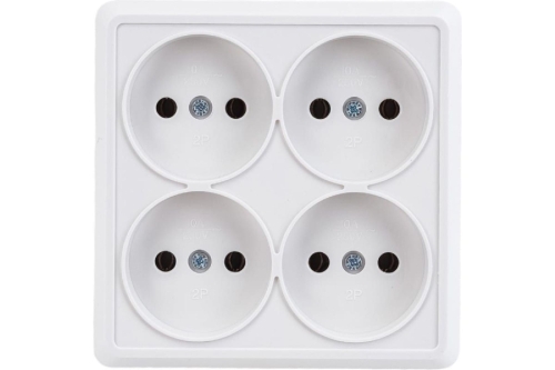 Розетка ОУ четырехместная б/з, белый квадрат IP20 10A