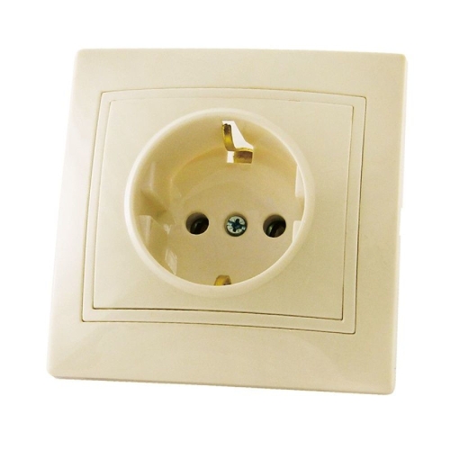 Розетка СУ одинарная с/з, слоновая кость