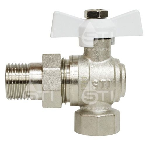 Кран латунный угловой с накидной гайкой (американка) бабочка 1/2"